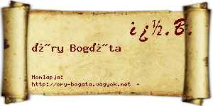 Őry Bogáta névjegykártya